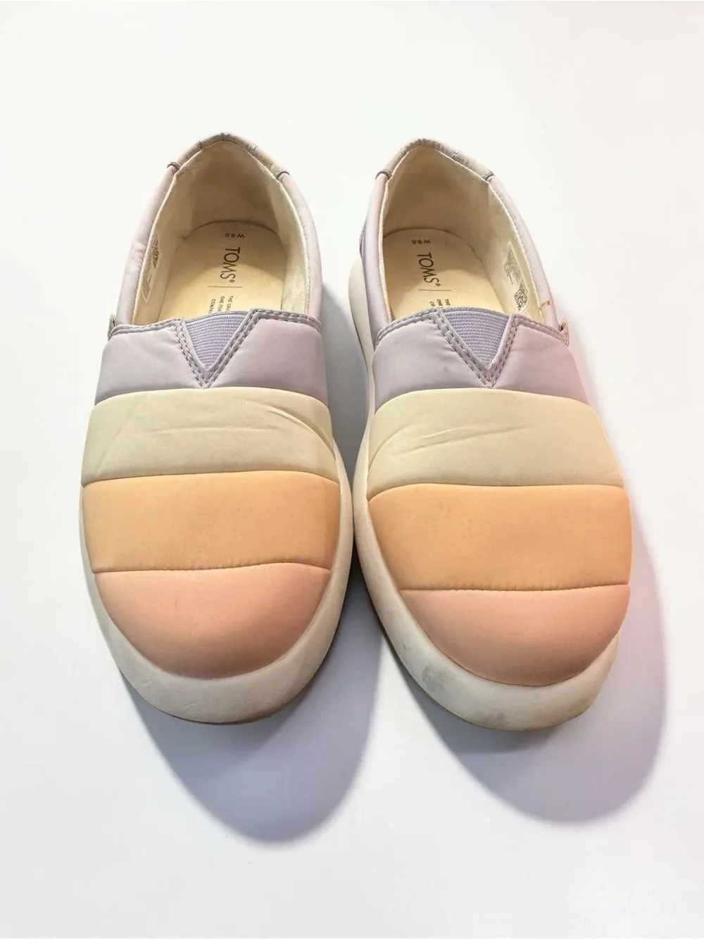 TOMS Mallow Alpargatas Quilted Pastel Lavender Peach Cream 9.5